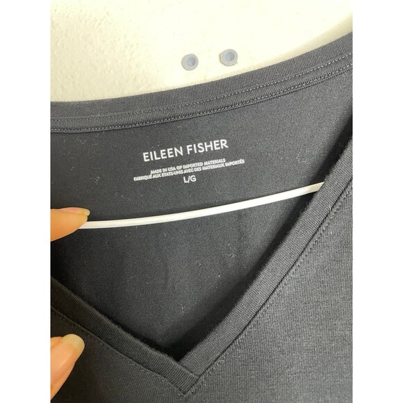 Eileen Fisher Organic Cotton Jersey V-Neck Dress with Pockets Size L - Picture 3 of 6